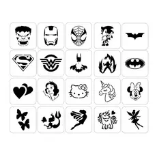 Kit de 6 a 50 Moldes Stencils Super Heróis p/ Pinturas Facial Infantil