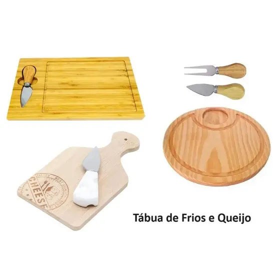 Tábua de Frios e Queijo três kits para você escolher bambu e inox