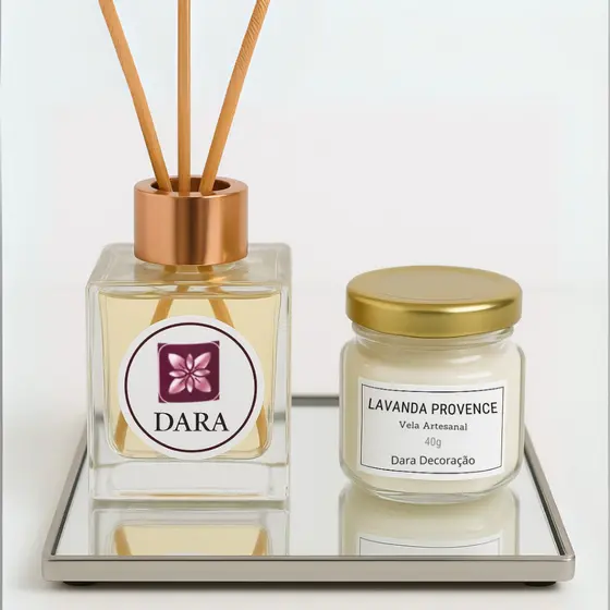 Kit Vela Aromática Artesanal 40g + Aromatizador de Ambiente 100ml