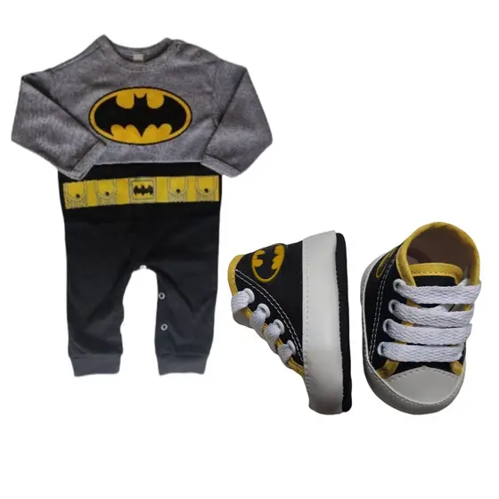 Kit Macacão E Tênis Batman Fantasia Mesversário Super Herói