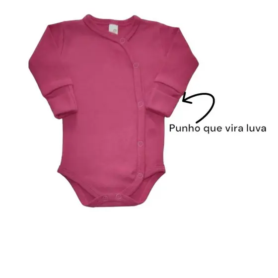 Body Kimono Vira Luvas Enxoval Algodão Para Bebê