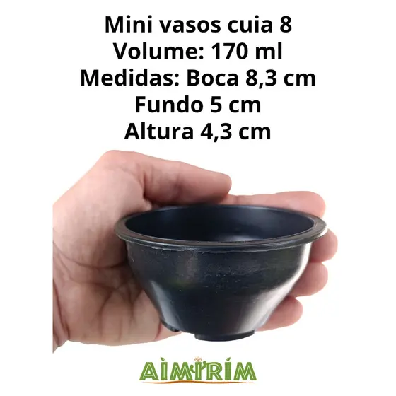 Mini Vasos Cuia 8 Pequena Mini Suculentas Plantas Preto - 100 Unidades