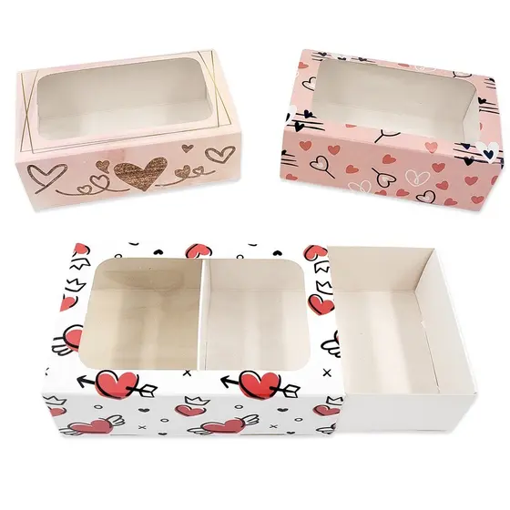 10 Caixas Multiuso para lembrancinhas Com Visor dia dos Namorados - Romântica, amor 12x8x4cm