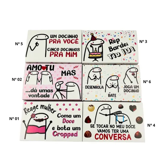 10 Caixa Embalagem 6 Doces para lembrancinha -  Flork Meme Bento De Amor Divertido