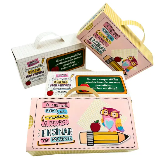 15 Caixas do Dia dos Professores - Caixa porta BomBom, doces e lembrancinhas (19,5 x 10 x 6cm)