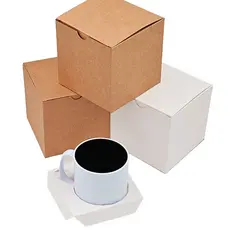 10 Caixas para canecas com suporte, branca ou kraft, fácil montagem, papel sublimável