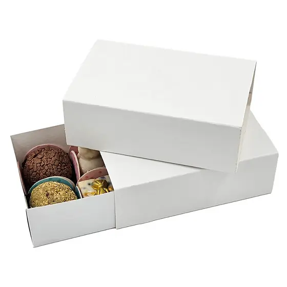 Caixas branca para 6 doces ou presentes, deslizante. Medidas 12x08x04cm
