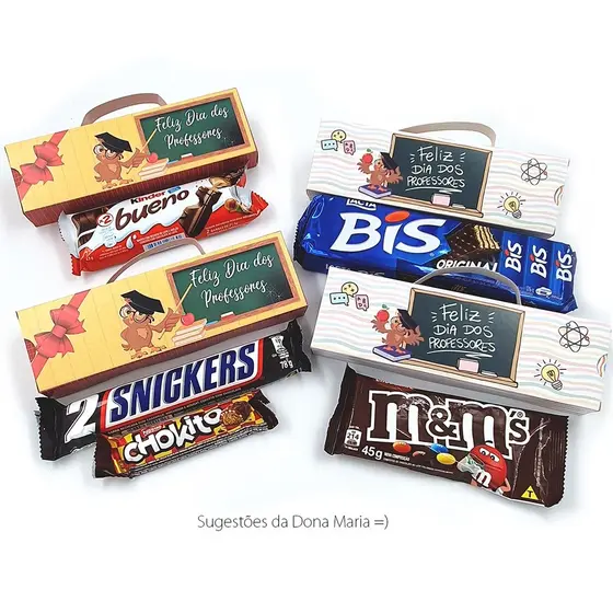 10 Capa Porta Bis ou doces Com Alça do Professores. Caixa para Lembrancinha Do Dia dos Professores