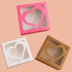 Caixas com visor 12x12x4cm Branco ou Kraft. Para doces, artesanatos, lembrancinhas, presentes, 9 doces.