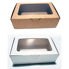 Caixa Colorplus branca ou Kraft com visor para presentes, doces, lembrancinhas medida12x8x4cm.