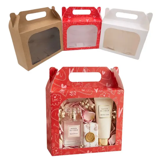 🎁 Caixa maletinha Premium Com Visor P/ lembrancinhas Presentes E Doces 15×6x12cm