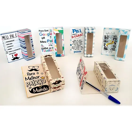 18 Caixas cartão acoplado para lembrancinhas/ Presentes  - Especial Dia dos Pais 11x13x4cm