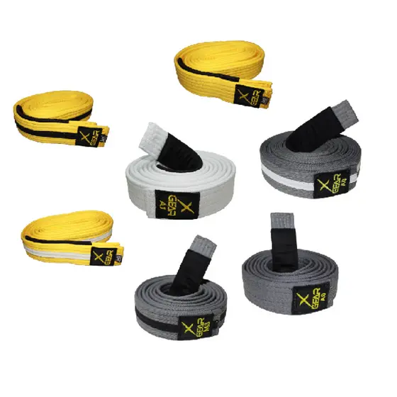 Faixa Infantil Jiu Jitsu Xgear - Branca Cinza Amarela