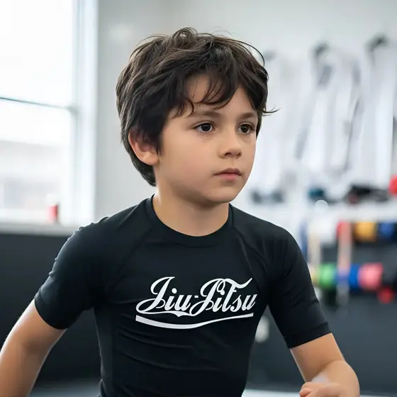 Rash Guard Infantil Jiu Jitsu Manga Curta Preta