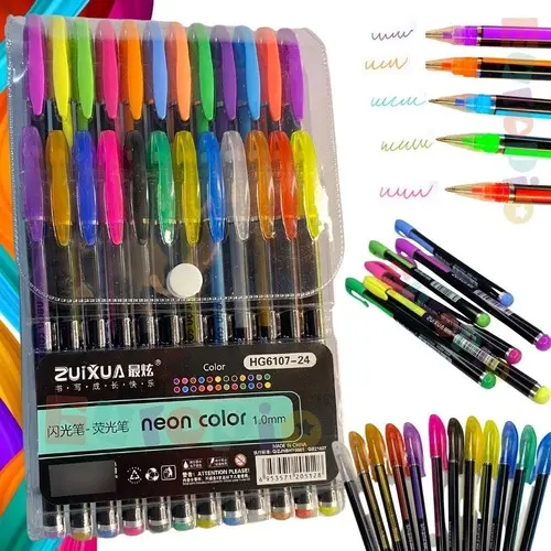 Kit Canetas Coloridas Gel Escolar Perfumadas Neon Color