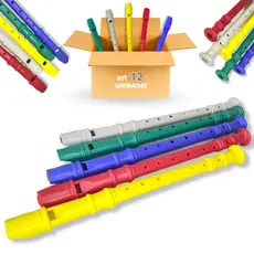 Kit 12 Flauta Doce Infantil Brinquedo Instrumento Plástico