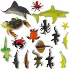 Kit Animais Marinhos de Brinquedo Peixe Tubarão Golfinho