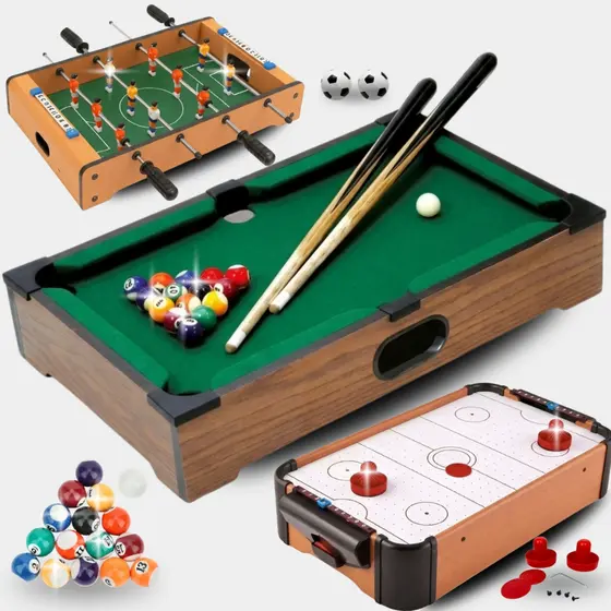 Mini Sinuca Pebolim Hockey Jogos de Mesa Portatil de Madeira
