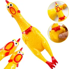 Frango Galinha Brinquedo Pet Borracha Mordedor Sonoro