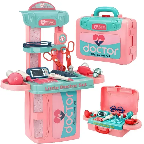 Kit Maleta Medica Garota Doutora Cozinha Ferramenta Profissões Infantil