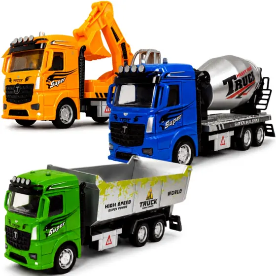 Miniaturas Caminhão Construção Escavadeira Betoneira Caçamba