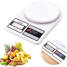 Balança Digital de Cozinha, Branca Display LCD Capacidade 10kg