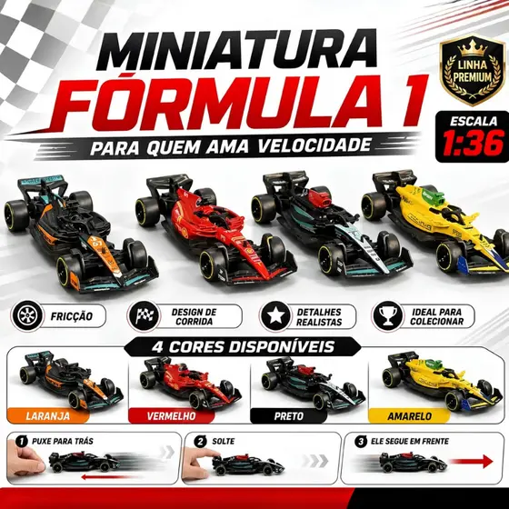 Miniatura Formúla 1 De Metal Colecionável Rodinhas Fricção