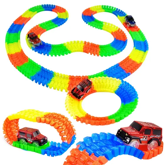Pista Com Carrinho Led Trilha Maluca