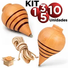 Pião De Madeira Brinquedo Antigo Retrô Tradicional Criança