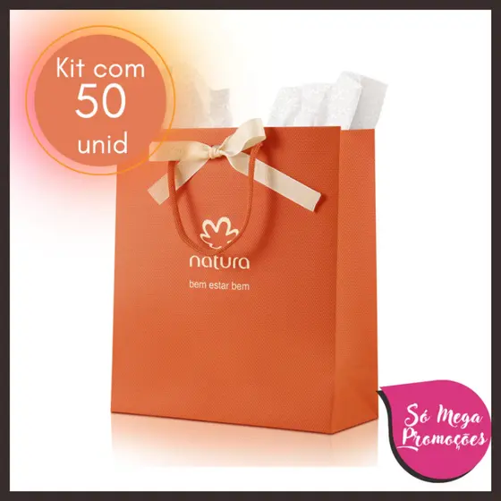 Kit com 50 Sacolas de Presente P com Laço - Natura