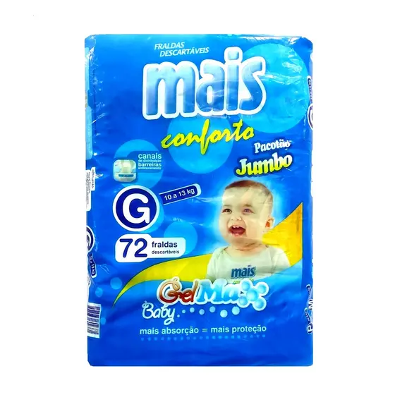 Fralda Infantil Mais Conforto Jumbo G Com 72 Unidades