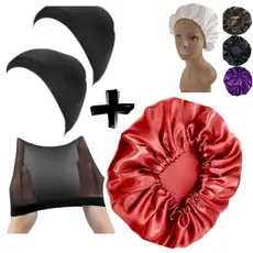 2 Toucas de pressão , Nero Wave Cap + 1 Touca de cetim Antifrizz