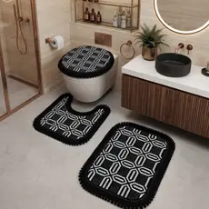 Jogo De Tapete Conjunto Banheiro 3 Peças Luxo Qualidade Promoção Decoração