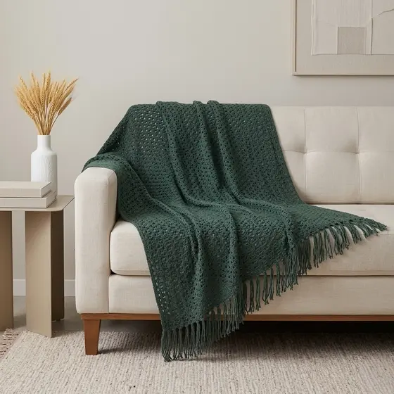 Manta Boho Para Sofá Gigante Decorativa Tricot Croche 2,90x2,70