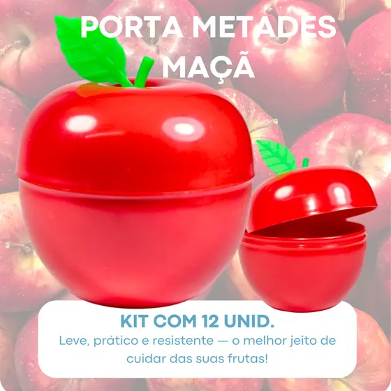 KIT Potes Plasticos formato Maça Vermelha Porta Metades  multiuso — Brinde para Festas em geral