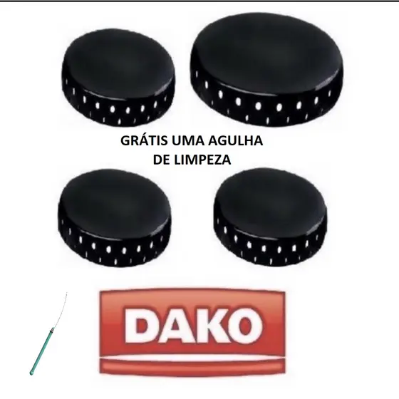 Kit com 4 Espalhadores Tampinha Queimador do Fogão Dako Supreme Luna Lumiere