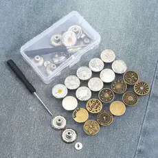 Kit 10un +1un Chave Botões de Metal Para Jeans sem Costura Removível Prático Modelos Aleatórios
