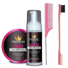 Kit 1un Pasta Modeladora Prime 150g + 1un Mousse + 2un Pentes Para Baby Hair