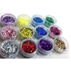 Kit Com 12 Cores Glitter Flocado - Decoração Unhas Nail Art