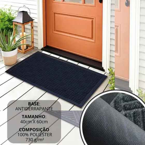 Tapete Capacho Porta Entrada 40x60 Borracha Antiderrapante Decorativo