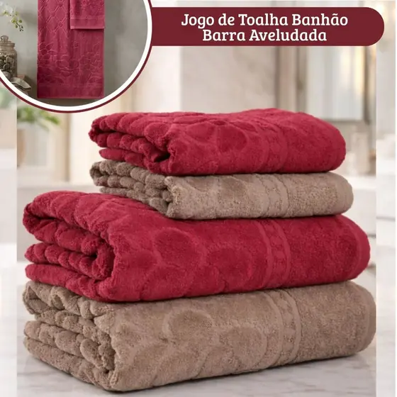 Jogo de Toalha Banhão Gigante 4 Peças 100% Algodão Macia Excelente Absorção Volumosa Florença