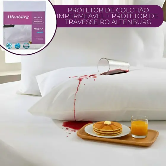 Kit Capa Protetora de Colchão Impermeável + Capa Protetora de Travesseiro Altenburg 100% Impermeável