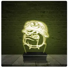 Led Luminária Acrílico Abajur - Bulldog Cachorro Moto