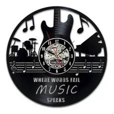Música Music - Relógio Disco De Vinil Decoração