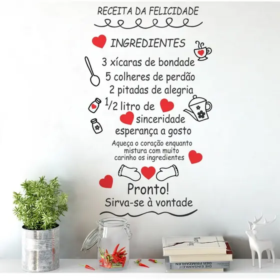 Adesivo Decorativo Parede E Geladeira Receita Da Felicidade