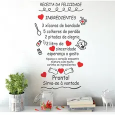 Adesivo Decorativo Parede E Geladeira Receita Da Felicidade