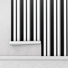 Papel de parede listrado em tons preto e branco Para Sala e Quarto