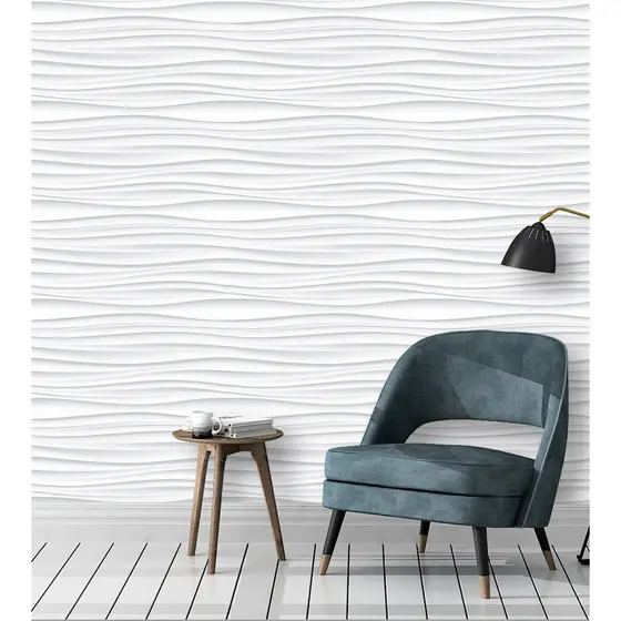 Papel de Parede Ondas Horizontais 3d tons de cinza e branco