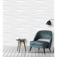 Papel de Parede Ondas Horizontais 3d tons de cinza e branco