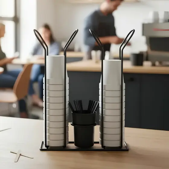 Suporte Para Copos Descartáveis 50ml e 200ml Café Chá Porta Colherzinha ou Sachê Açúcar Multiuso